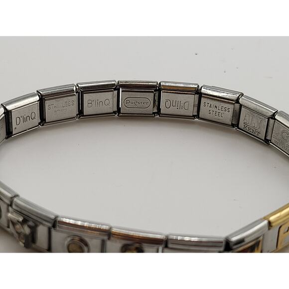 Italian Stainless Steel Charm Link Bracelet Mix Brand Custom Stretch 1990s - Picture 9 of 12